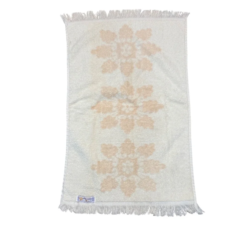 Cannon Royal Family Cotton Hand Towel Fringe Neutral Floral Snowflake Pristine‎
